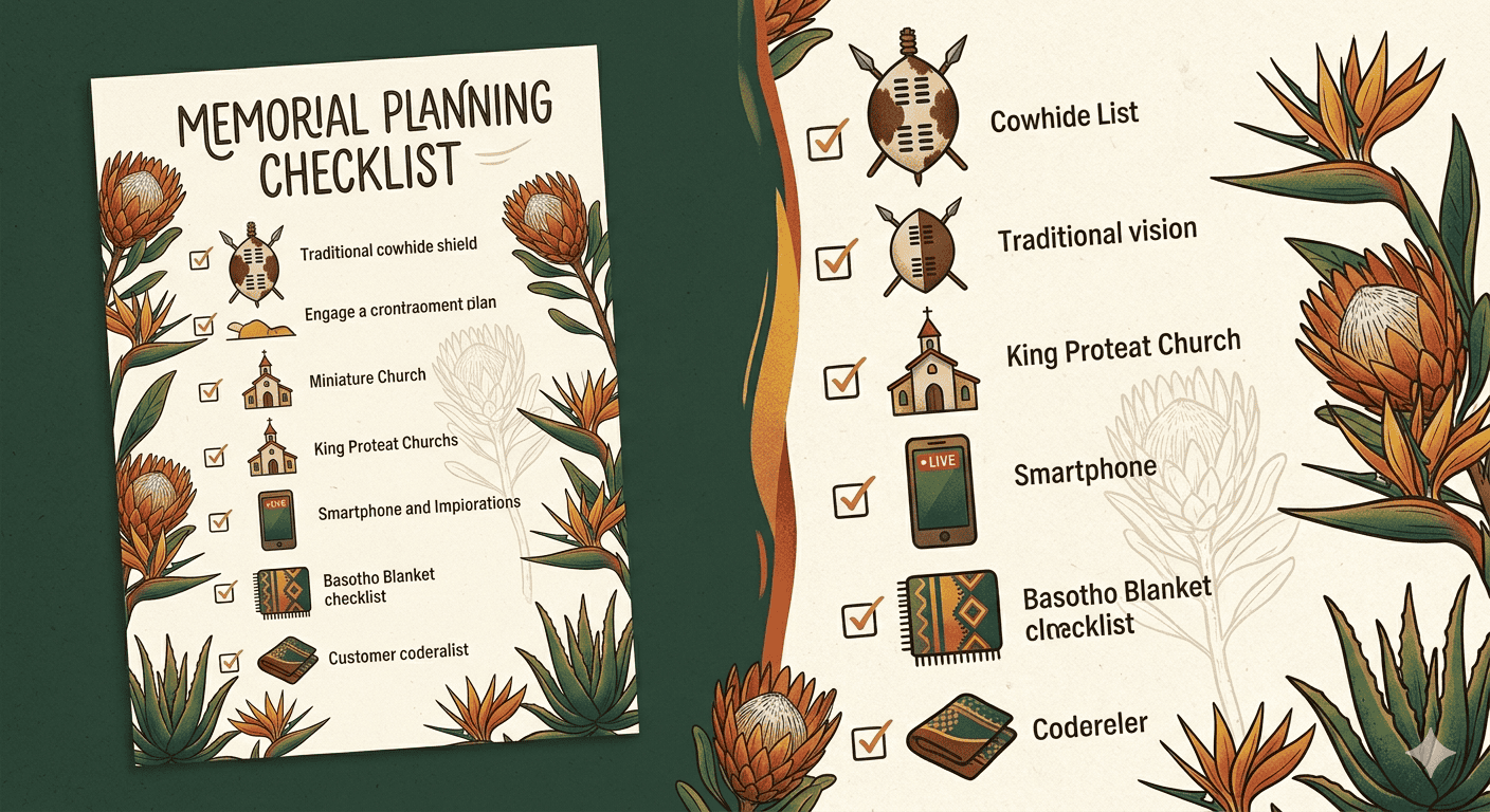 A neatly designed checklist on a desk with items ticked off for sharing a tribute