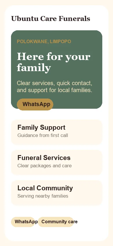 Ubuntu Care mobile website preview