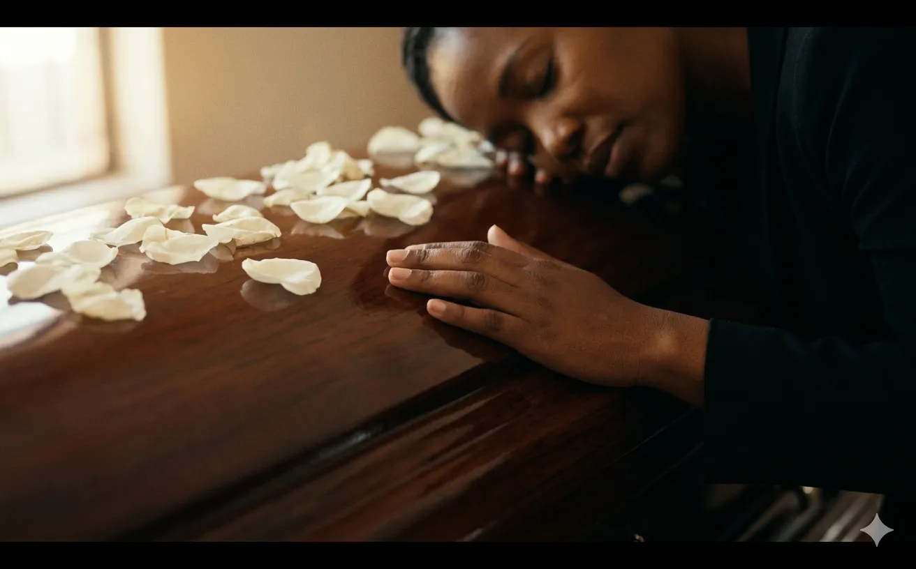 Intimate moments captured during a funeral service