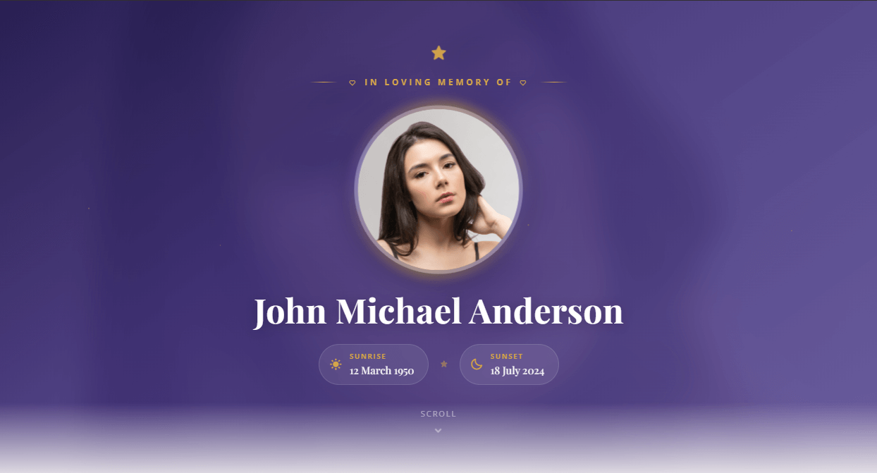 Example of a TributePoint digital obituary page