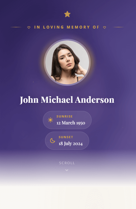 A digital obituary tribute page viewed on a mobile phone